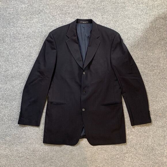 Vintage Hugo Boss Blazer Mens 42L Long Indigo Blue Wool Einstein Sigma Made USA - Picture 2 of 14